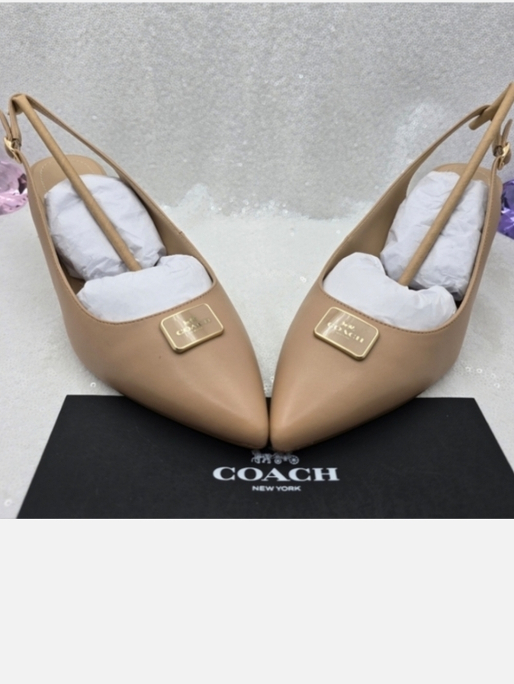 Coach Jillian Slingback Classic Closed toe Low Heel Neutral color Women's 9.5